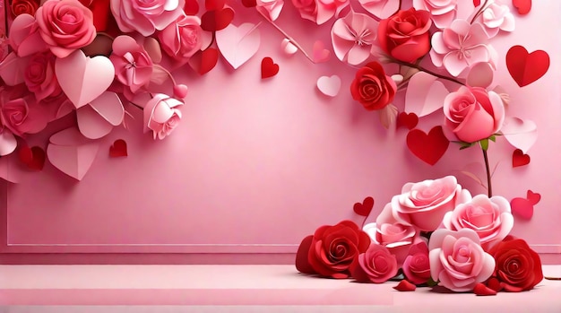 Desenho de fundo de Dia dos Namorados com conceito de rosas e corações por Happy Rose Day