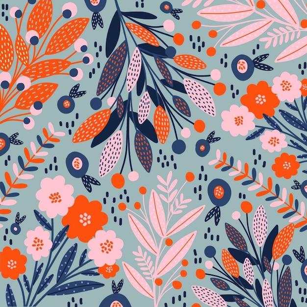 Desenho de fundo de doodle floral sem costura xPattern ilustração