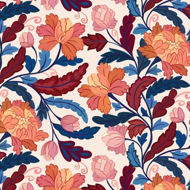 Desenho de fundo de doodle floral sem costura xPattern ilustração