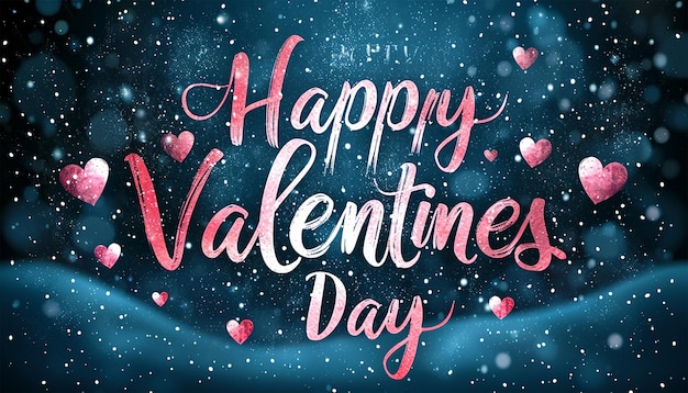 Desenho de fundo de saudação de Dia dos Namorados Texto de dia dos namorados com decoração de corações elegantes