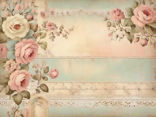 Foto desenho de fundo de textura de papel floral vintage em estilo scrapbook