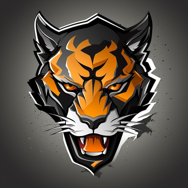 Desenho de fundo preto para merch uso de cor preto e laranja logotipo de design para puma para camiseta