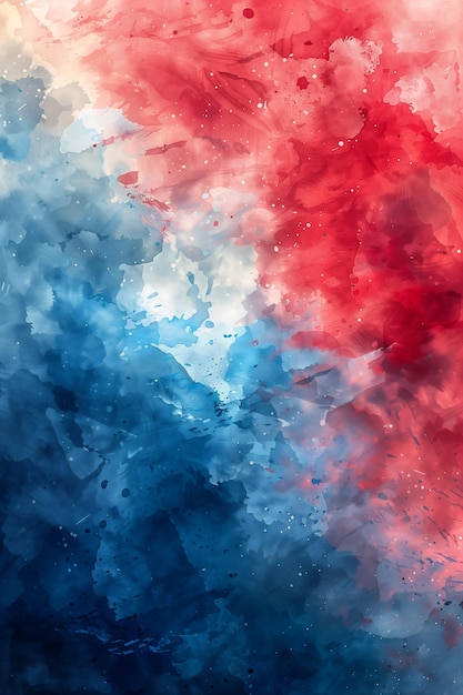 desenho de fundo vermelho branco azul jovem cor de pó explodindo cores da França aquarelas manchadas