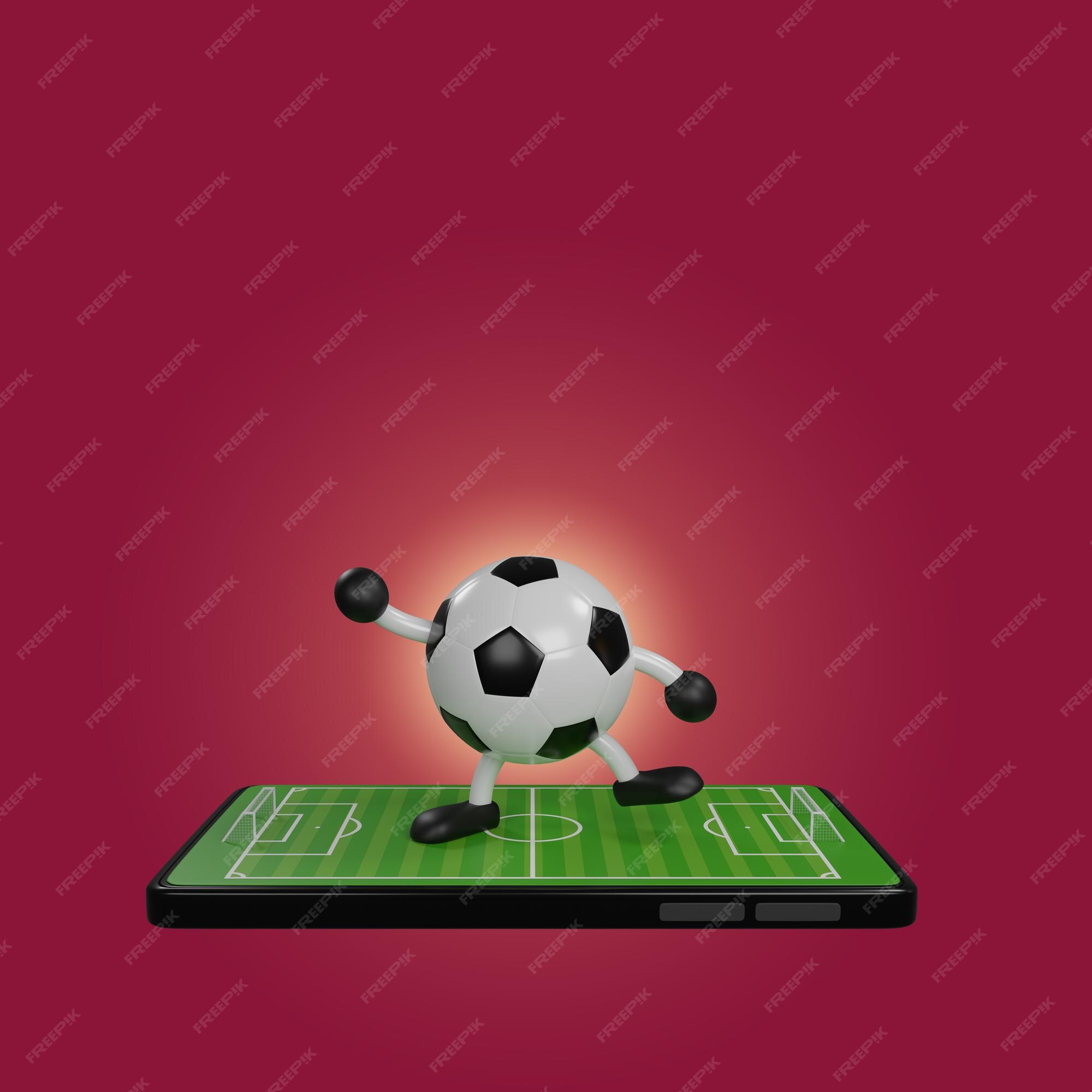 único smartphone de desenho de linha contínua com campo de futebol de  futebol de aplicativo e