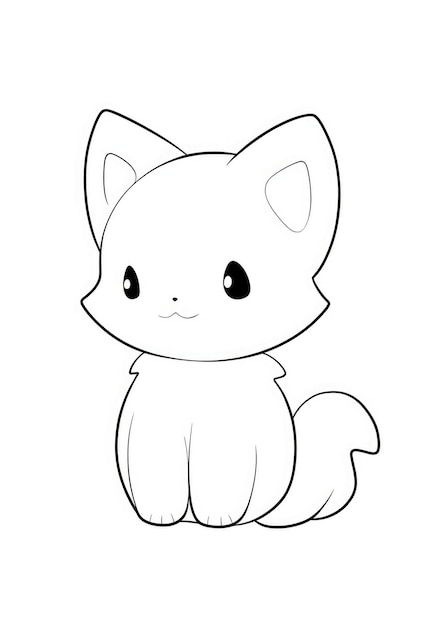 Foto desenho de gatinho fofo para colorir em papel a4