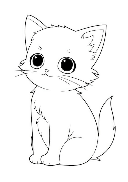 desenho de gatinho fofo para colorir em papel A4