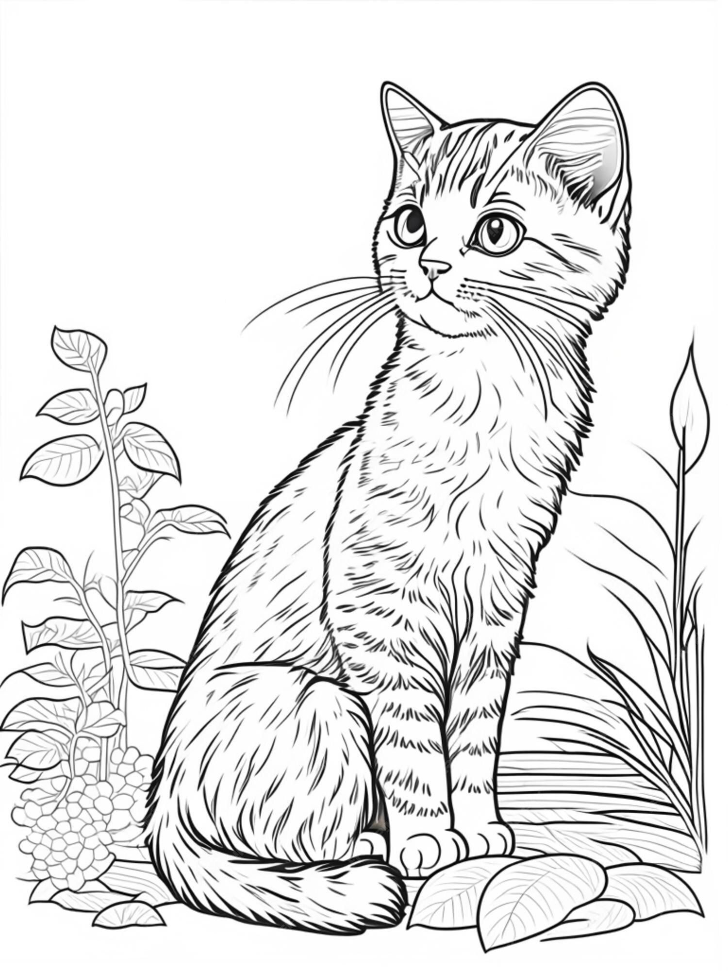 Desenhos para Adultos de Gato para Colorir - Imprimir Desenhos