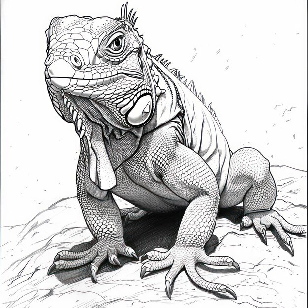 Desenho de iguana Página do livro de colorir