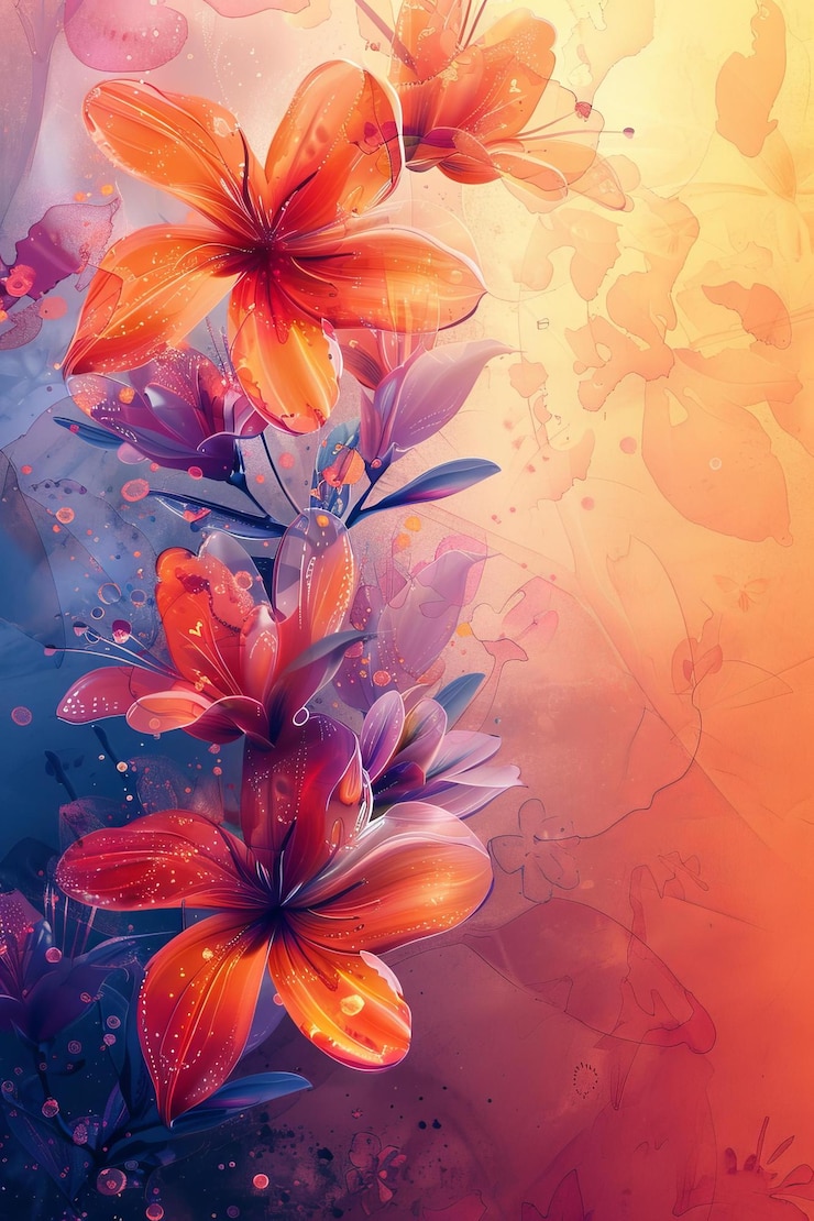 Desenho de Ilustração de Flores de Lírio