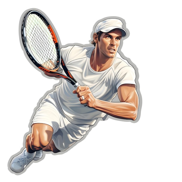 Foto desenho de ilustração de jogador de tênis em arte de estilo vetorial plano moderno e minimalista