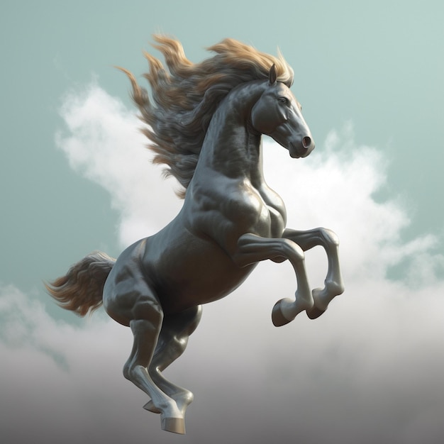 Foto desenho de ilustração de renderização 3d de cavalo