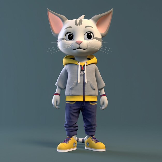 Desenho de ilustração de renderização 3D de gato