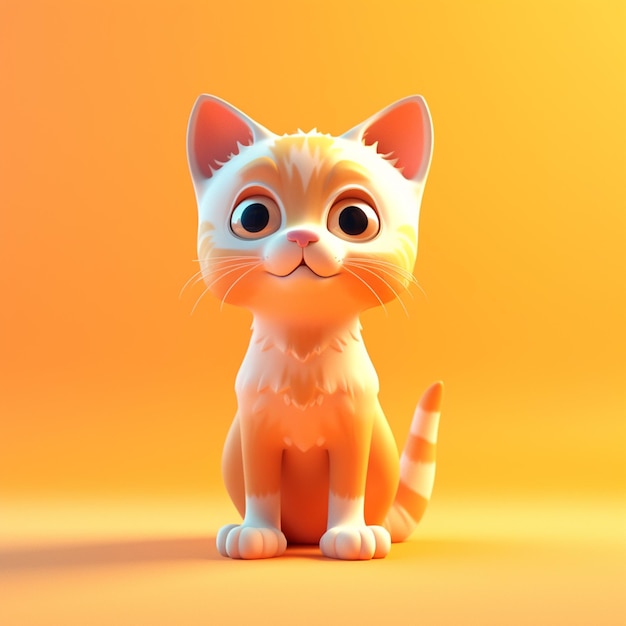 Desenho de ilustração de renderização 3D de gato