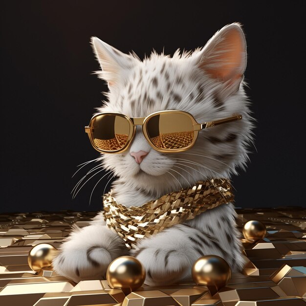 Foto desenho de ilustração de renderização 3d de gato