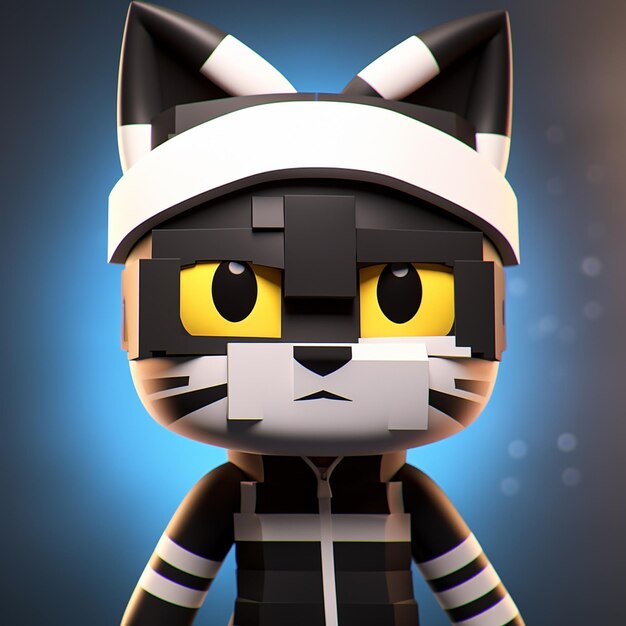 Desenho de ilustração de renderização 3d de gato