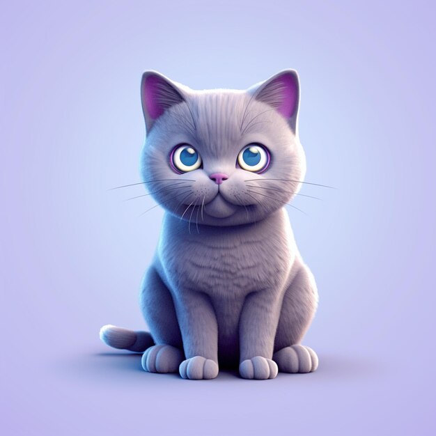 Desenho de ilustração de renderização 3D de gato