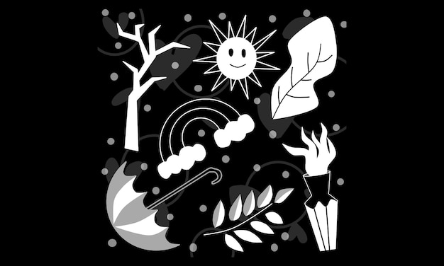 Desenho de ilustração incolor de vários objetos muito fácil de usar para seus projetos