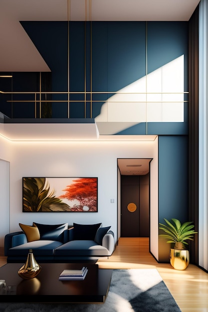 Desenho de interiores de salas ultra-realistas e modernas