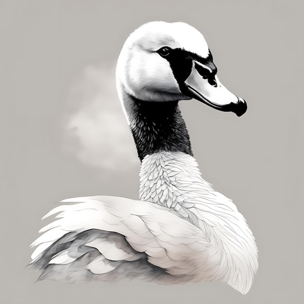 Foto desenho de lápis de página para colorir de cisne de impressão de cisne