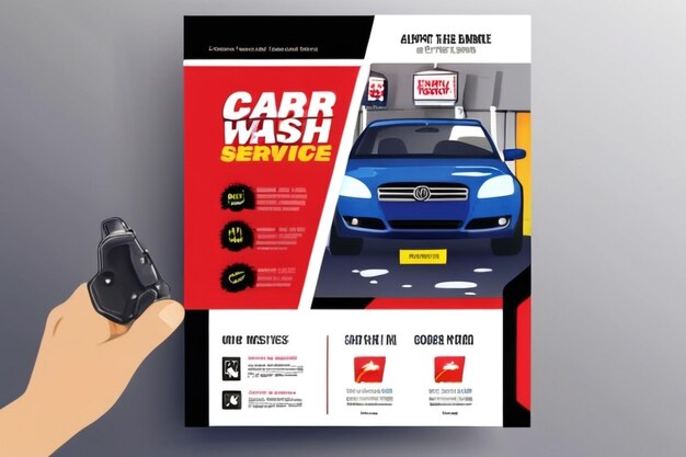 Foto desenho de layout vetorial para serviço de lavagem de carros adaptar-se a cartazes ou banners de tamanho a4