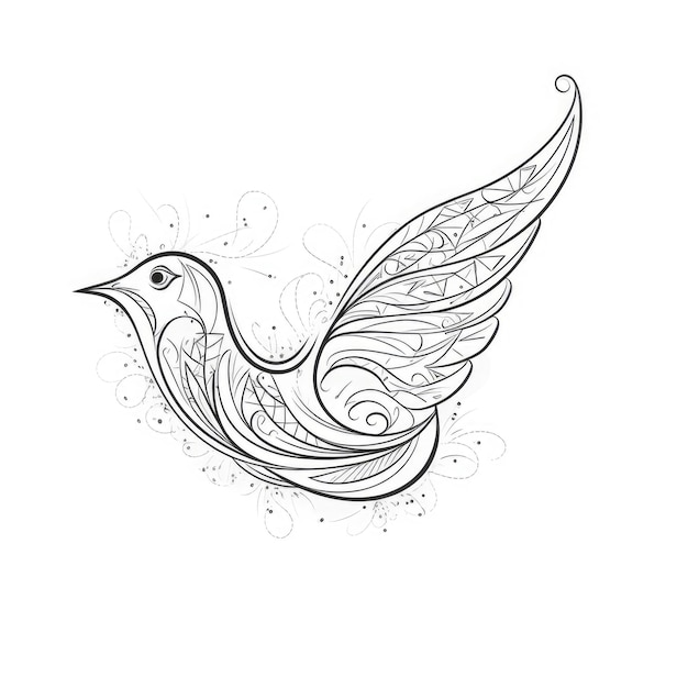 Desenho de linha contínua de um símbolo de pomba voadora de paz e liberdade