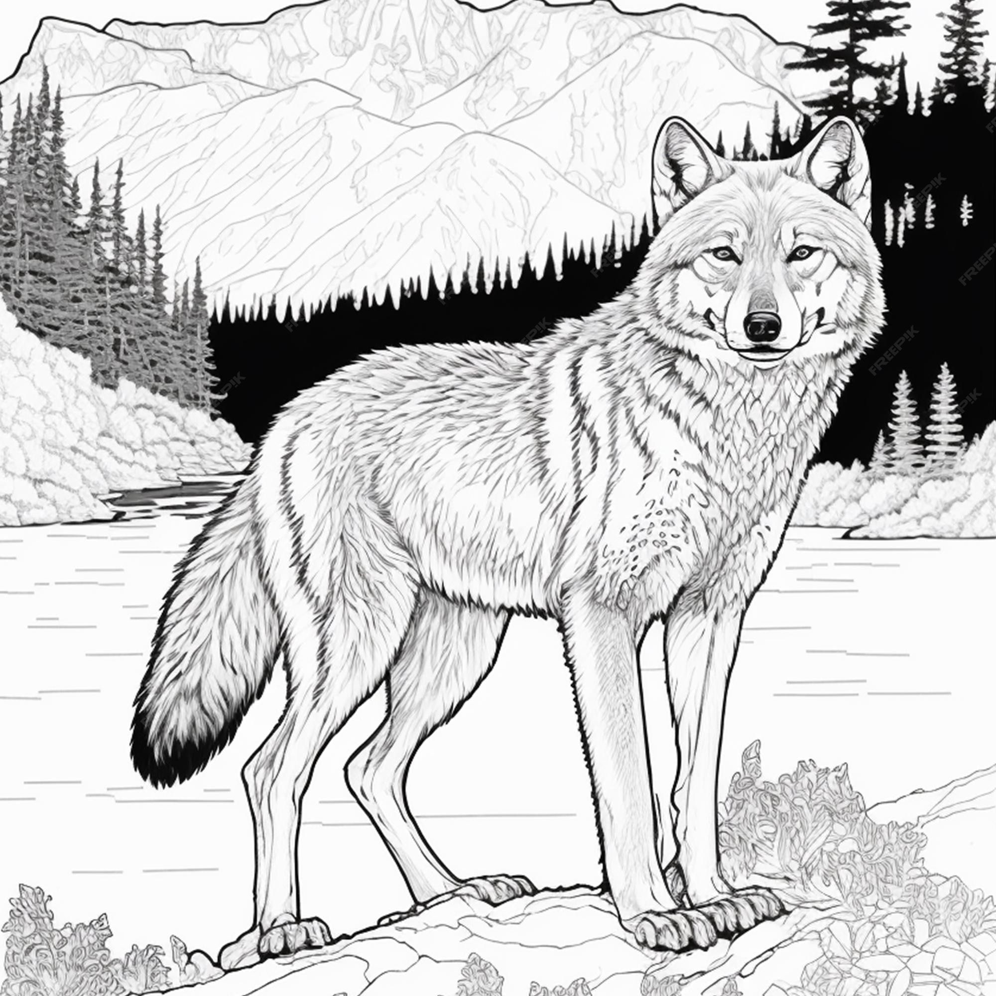 Desenhos para colorir de desenho de um lobo para colorir online  