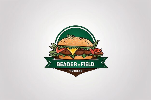 Desenho de logotipo da empresa de alimentos barger field com modelo vetorial