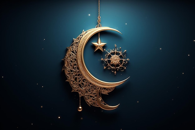 Desenho de luxo de Eid Mubarak com lua