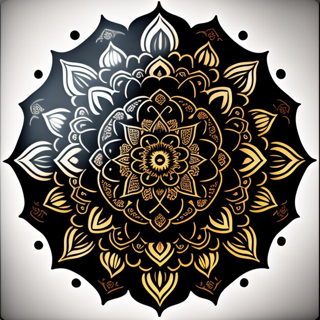 Desenho de luxo de uma mandala com um design colorido como fundo de papel de parede