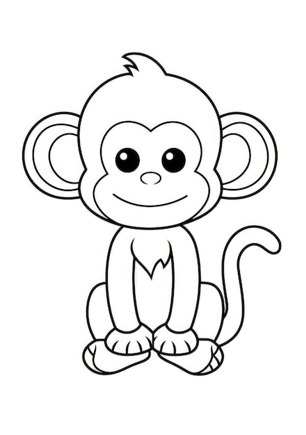 desenho de macaco desenho animado kawaii anime bonito para colorir 10504675  Vetor no Vecteezy