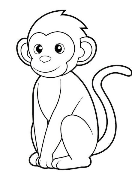 desenho de macaco fofo para colorir em papel A4