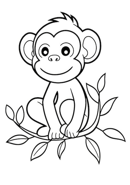 desenho de macaco fofo para colorir em papel A4