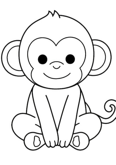 Desenho para colorir de um macaco fofo · Creative Fabrica