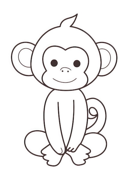 Foto desenho de macaco fofo para colorir em papel a4