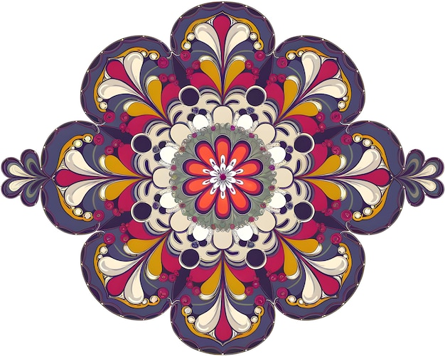 Desenho de mandala bonito arte colorida fundo branco