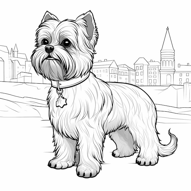 desenho de mandala de cachorro shih tzu para colorir preto e branco
