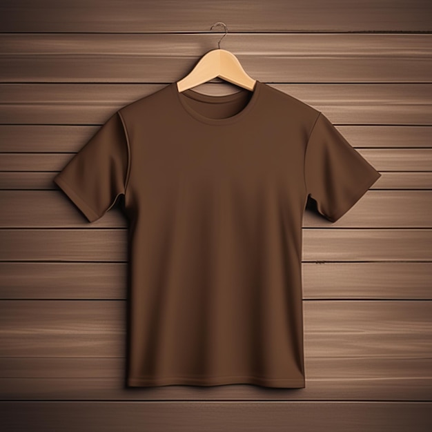 Foto desenho de maquete de camiseta marrom em branco