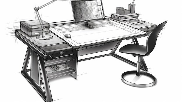 Foto desenho de mesa em super resolução sobre fundo branco