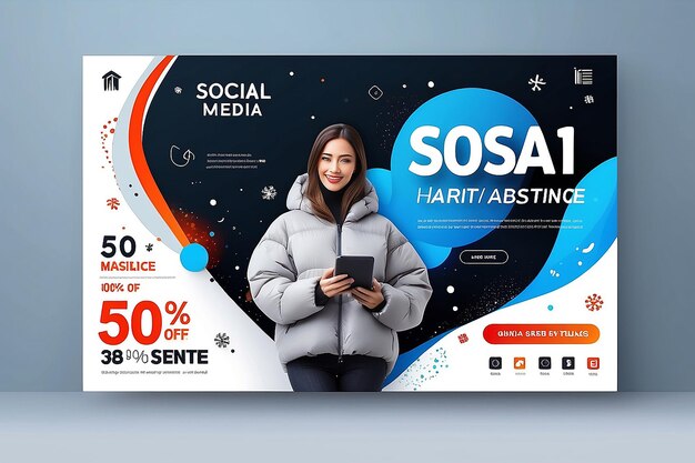 Foto desenho de modelo de banner da rede social de venda de inverno