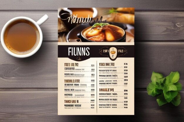 Foto desenho de modelo de cardápio de café de restaurante flyer de alimentos