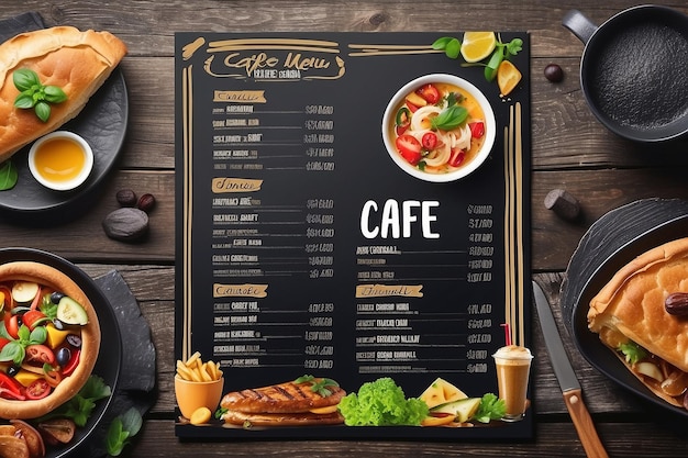 Desenho de modelo de cardápio de café de restaurante Flyer de alimentos