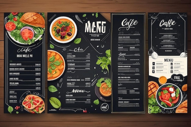 Foto desenho de modelo de menu de café de restaurante geométrico flyer de alimentos