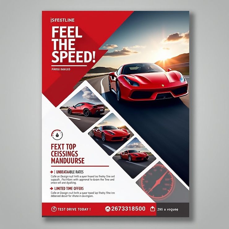 Foto desenho de modelo de panfleto de promoção de venda de automóveis