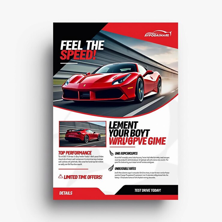 Foto desenho de modelo de panfleto de promoção de venda de automóveis