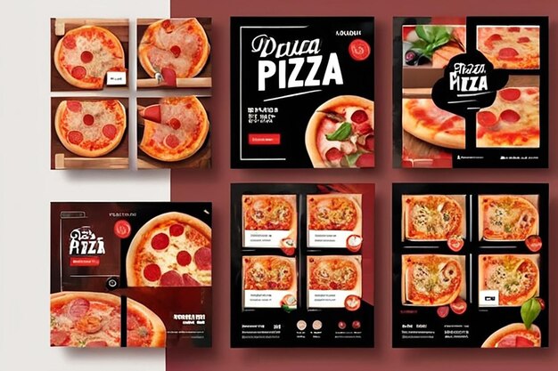 Foto desenho de modelo de postagem de mídia social de pizza deliciosa