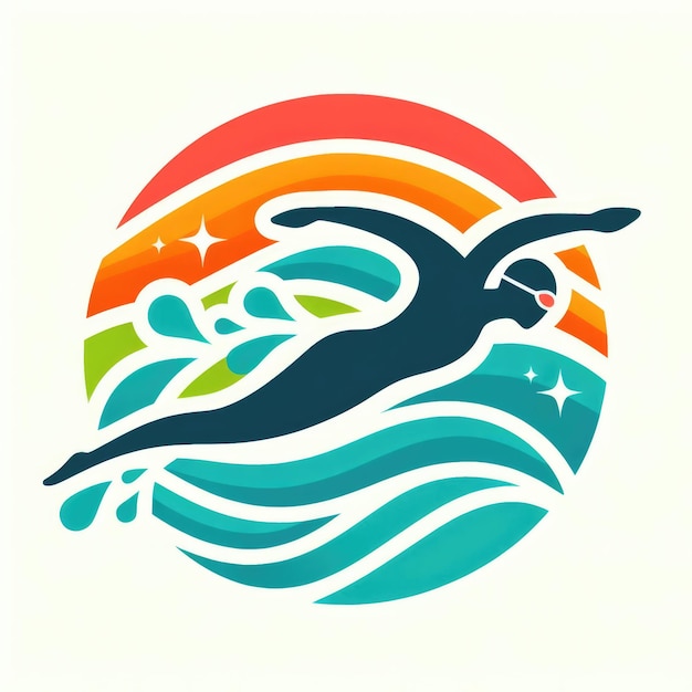 Foto desenho de modelo de símbolo de natação desenho colorido
