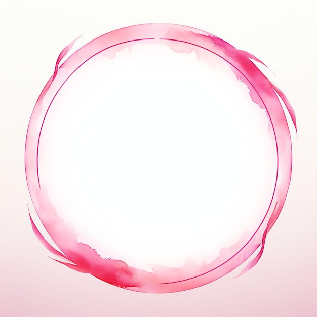 desenho de moldura circular rosa arte digital aquarela simples