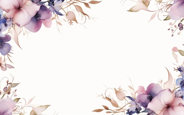 Desenho de moldura de flores com fundo branco