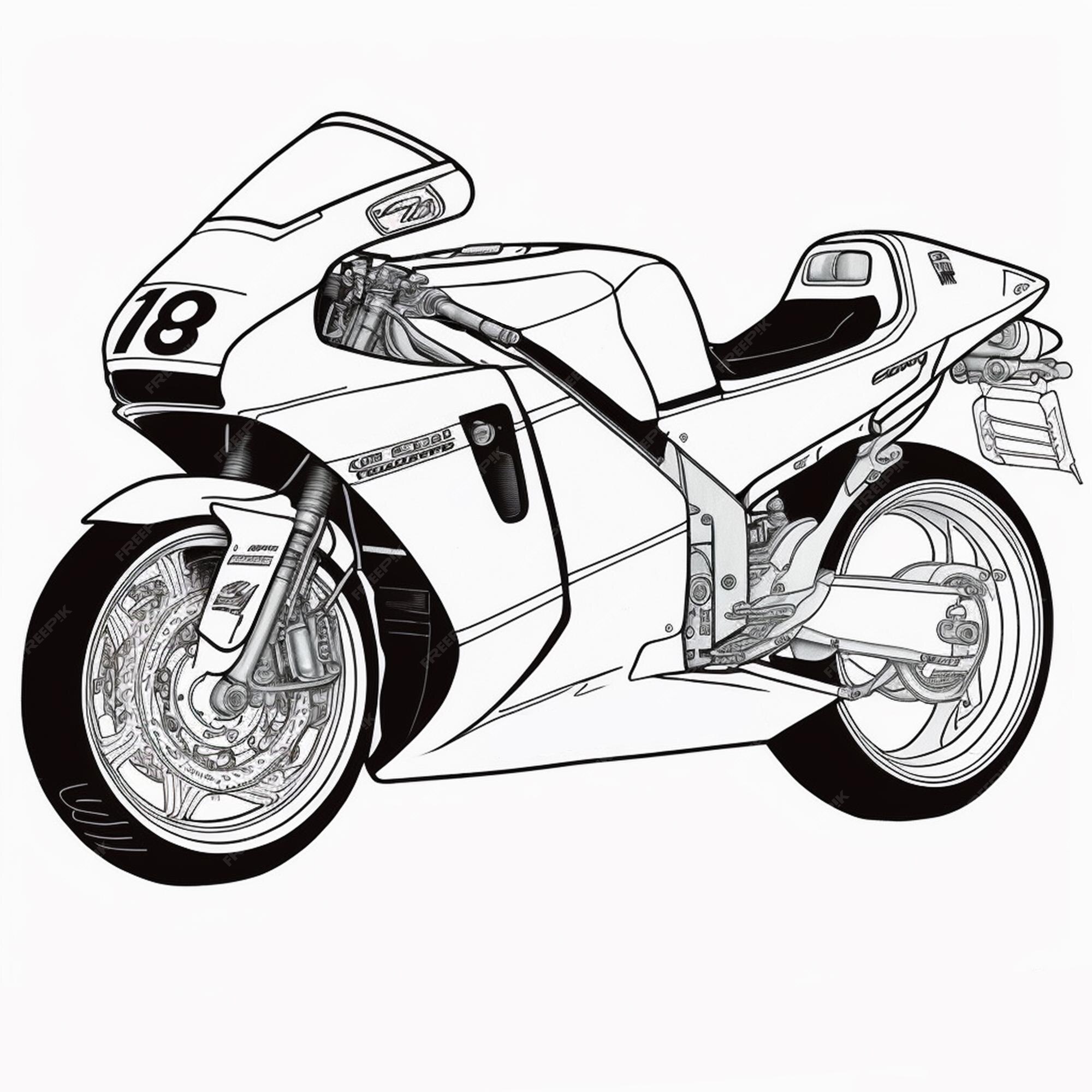 Desenho de moto para colorir, desenho gratuito