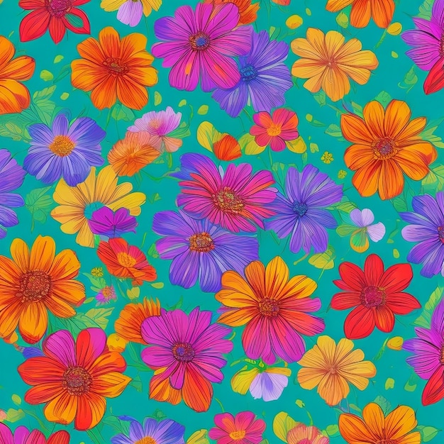 Foto desenho de padrão de flor colorido